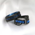 thumbnail image 5 of Matching Rings Couple Ring Black Gold Plated 1CT Blue CZ Women Wedding Ring Set Male Ring, 5 of 7