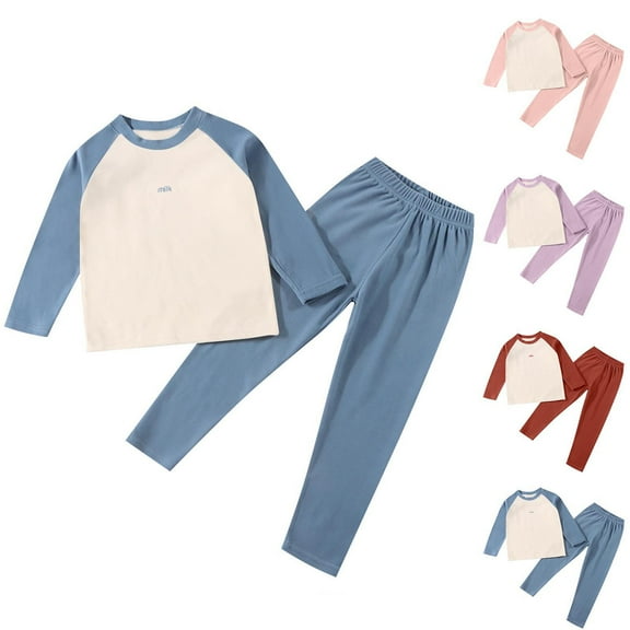 ATOGUTA Girls Thermal Underwear Set 2 Piece Fleece Top and Long Johns Base Layer Set Size 1T-14, Blue