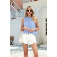 thumbnail image 4 of Womens Ruffle Neck Tank Tops Shirred Frill Dot Sleeveless Blouse Shirts Sky blue XL, 4 of 9