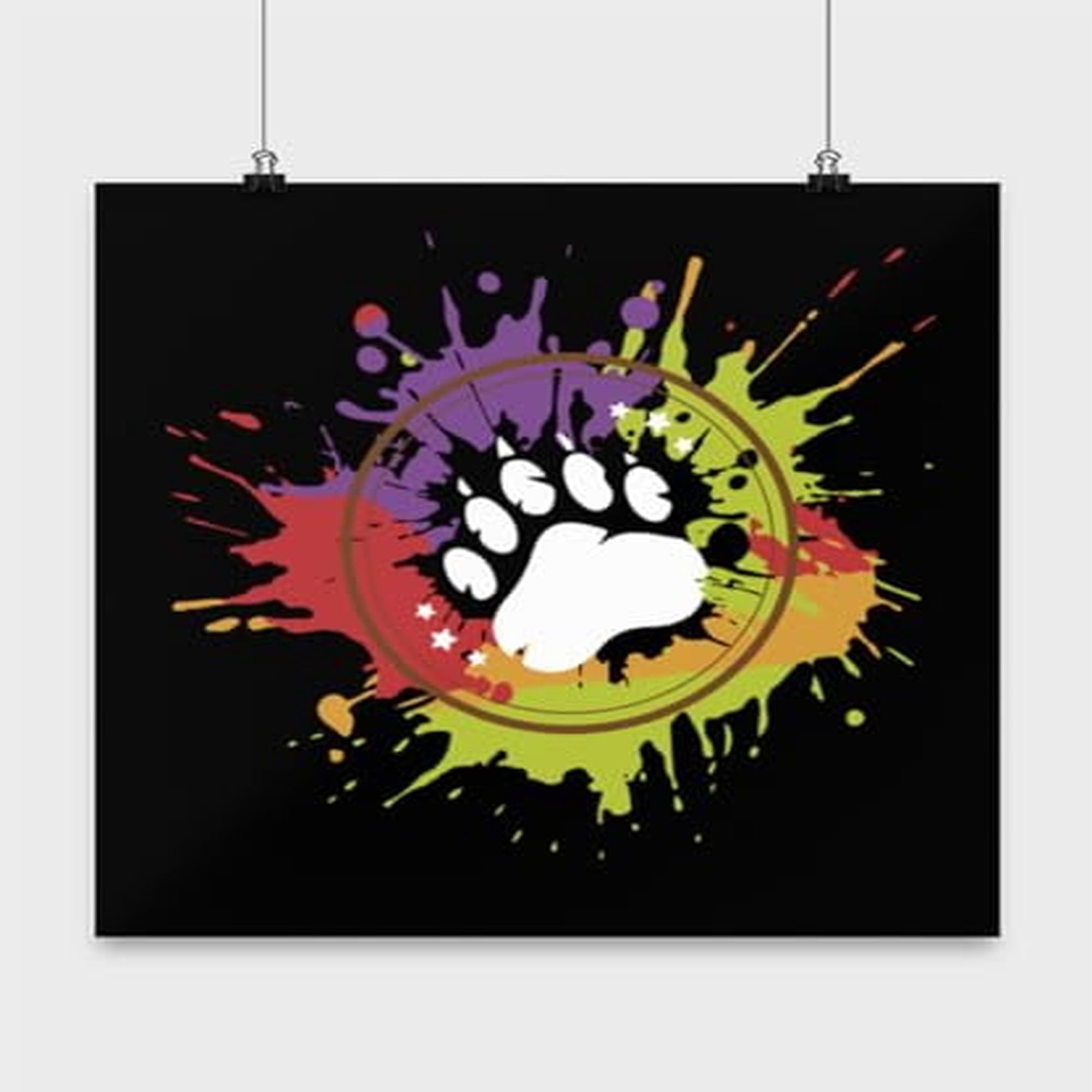 Grizzly Poster, Big Brown Bear'S Paw, Kodiak Wall Art Gift, Black 13x13in Poster