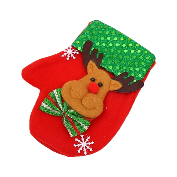 Bewildely Bolsa de regalo, soporte para cubiertos de decoración navideña, accesorios exquisitos para festivales, vajilla ligera, soportes para regalos, Kits de decoración para fiestas Ciervo Bewildely HA070791-03