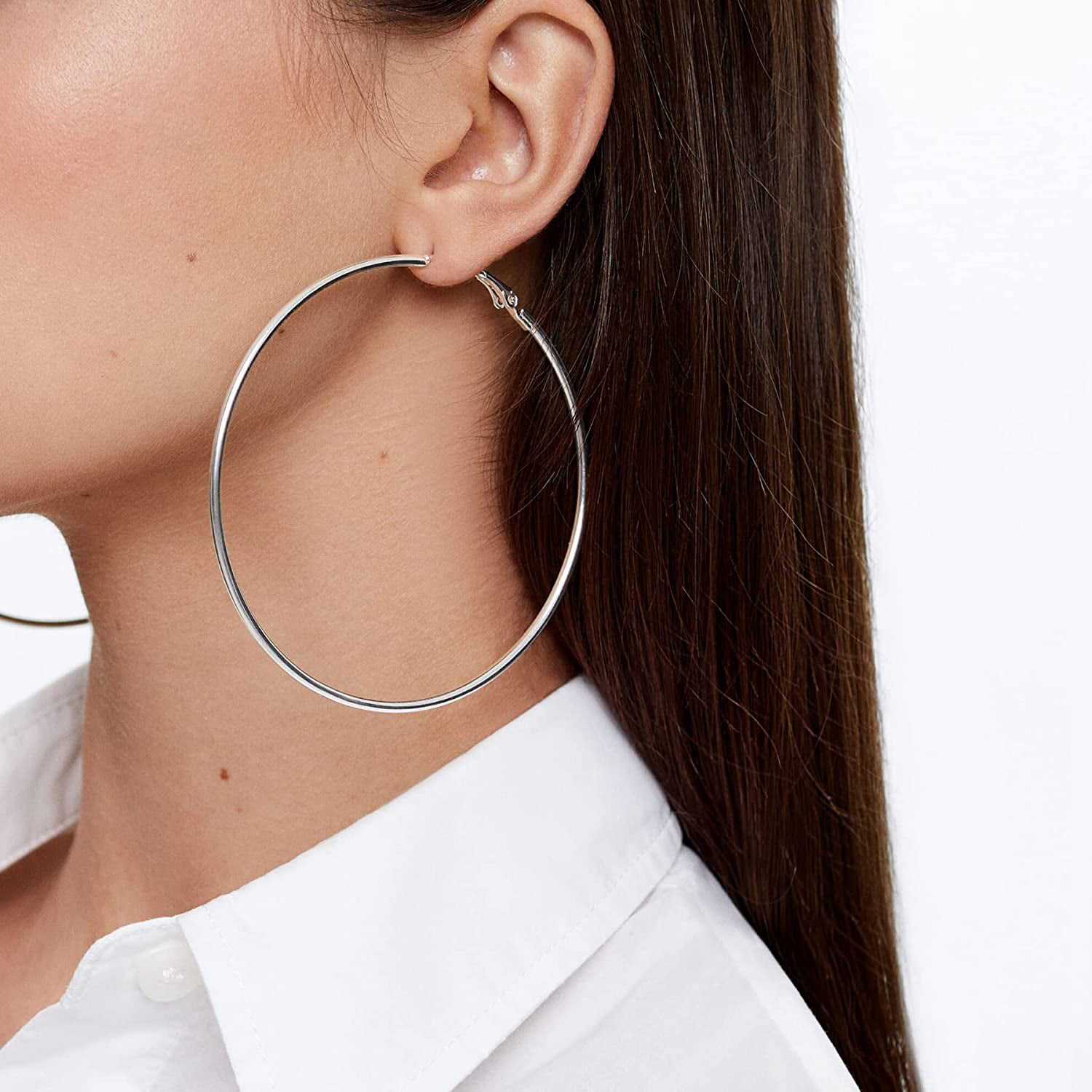 ASOS DESIGN 70mm oversized hoop earrings with flat design in gold tone |  ASOS