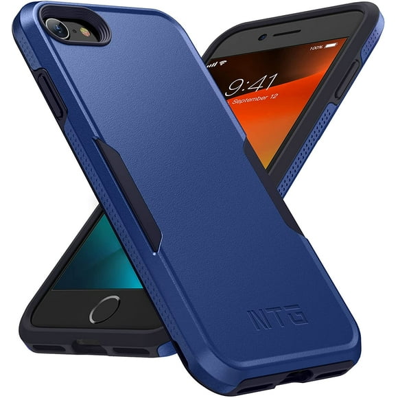 NTG Étui pour Coque iPhone SE, Protection Mince Translucide Dos Dur avec Coque en Silicone (Bleu Cobalt)