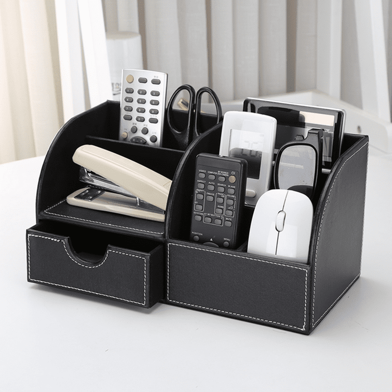KINGFOM 5PCS Desk Organizer and Accessories Set, Pu Leather Office Supplies  with Multifunction Desktop Organizer Storage Box, Tissue Holder, Mouse