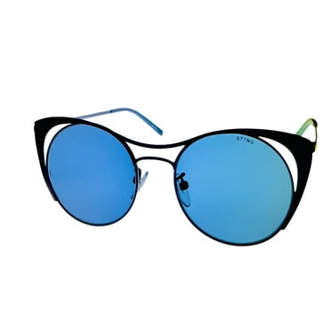 Sting Mens Matte Blue Round Cat Sunglass Lens SST 135 0F82