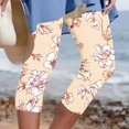 thumbnail image 4 of Pxkloy Capri Pants Women Leggings 2025 Summer Slim Fit Yoga Capris Pants Floral Print High Waist Cropped Trouser Tummy Control Knee Length Capris Yellow,XXXL, 4 of 6