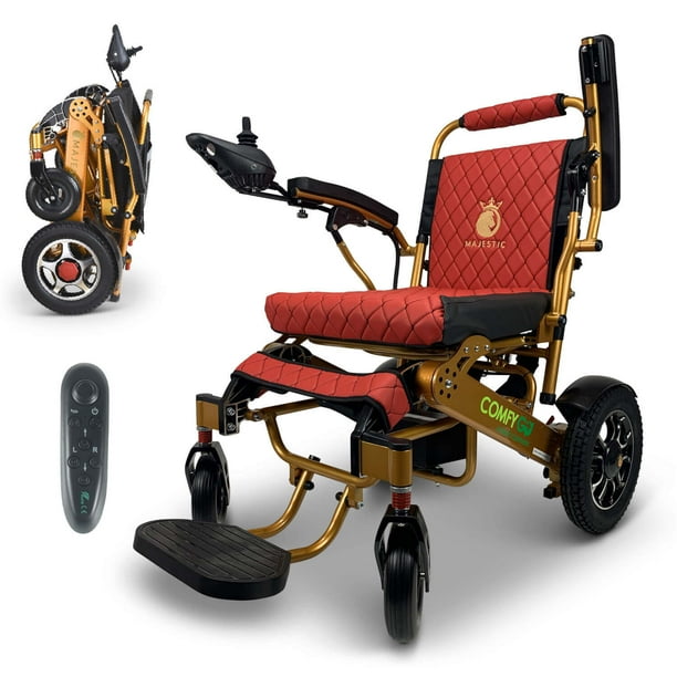 Electric Wheelchair Dual Motorized, Foldable, Lightweight Power Wheelchair, Portable & Wide