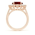 thumbnail image 2 of Angara Lab Grown Ruby Ring with Lab Diamond Halo in 14K Rose Gold for Women (Size-12x10mm) | Princess Diana Lab Created Ruby Ring (Ring Size - 3.5), 2 of 8