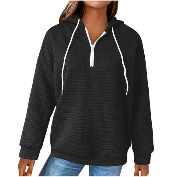 MSJUHEG Zip Up Hoodie Women Womens Hoodies Pullover Half Zip Sweatshirts Cropped Hoodies Fleece Womens Quarter Zip Up Pullover Sweaters Winter Clothes Womens Tops Dressy Casual Hoodies for Women