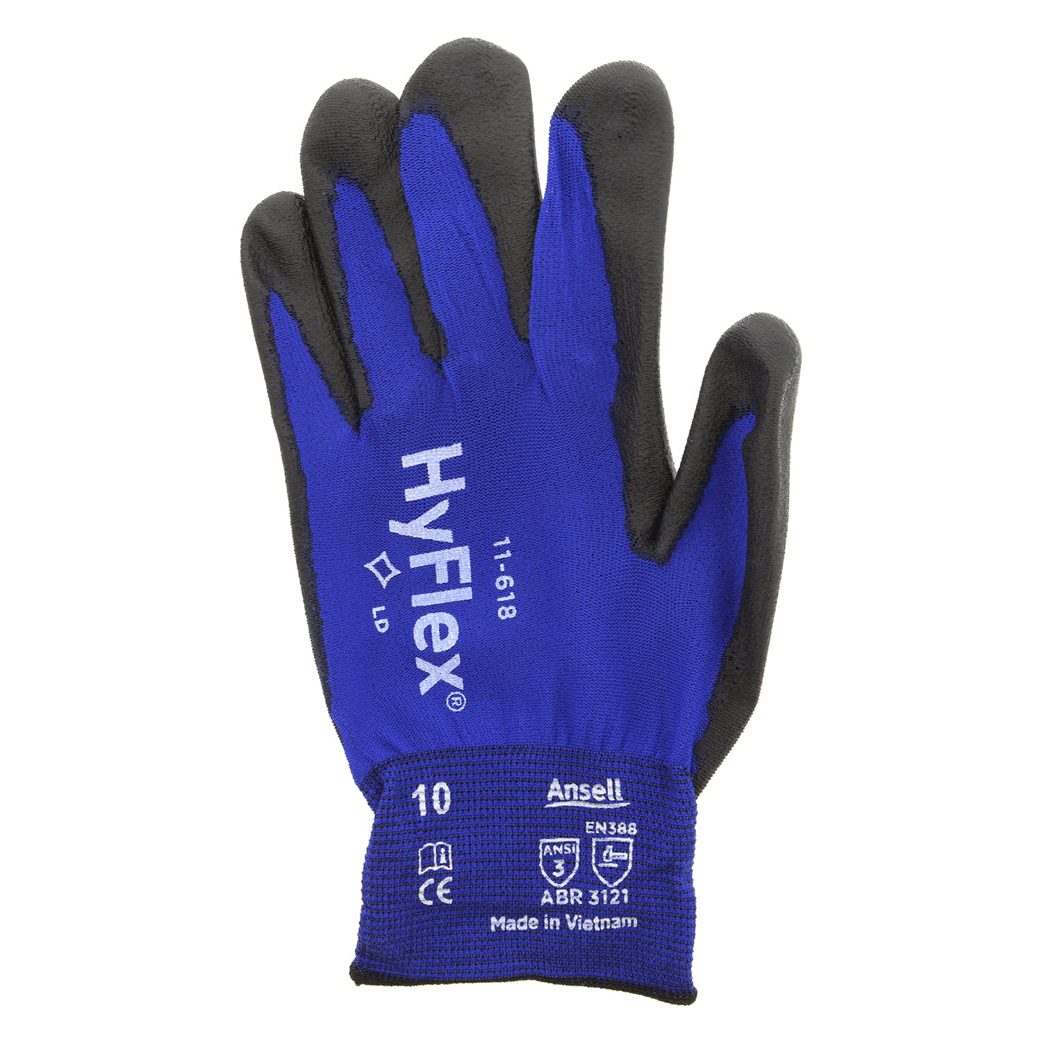 6 Pair Ansell HyFlex 11-618 Polyurethane Coated Precision Glove Size 10 