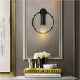 thumbnail image 4 of EIMELI Black-1 Pack Lighting Modern Wall Sconces Brass 1-Light Wall Mounted Light Mid Century Circle Wall Lamps Living Room Decor Vanity Light (Bulb not included), 4 of 6