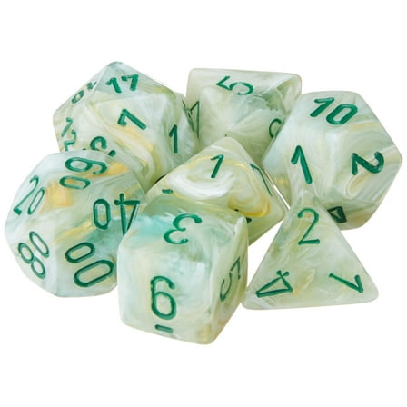 Marble Polyhedral Green/Dark Green 7-Die Set