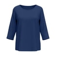 thumbnail image 7 of RQYYD Womens 3/4 Sleeve Crew Neck Linen Blend Dressy Shirts Loose Casual Blouses Tunic Vacation Clothes, 7 of 7