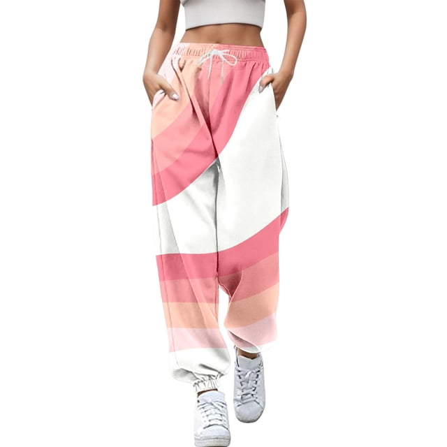 Pantalons pour Femmes Mode Décontractée Saint-Valentin Imprimé Amusant Taille Élastiquée Survêtement Pantalons de Robe pour Femmes Rose m