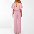 thumbnail image 4 of SDNall Classy Jumpsuits for Women Short Sleeve Jumpsuit Women Playsuit Clubwear Straight Leg Jumpsuit with Belt Dressy&nbsp;Jumpsuits for Women Sizes:S-XL, 4 of 9