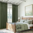 thumbnail image 6 of Jainmy Pinch Pleated Linen Curtains, Boho Light Filtering Living Room Bedroom Curtain,Window Treatments with Hook,Olive Green, 40x96 inch, 2 Panels, 6 of 10