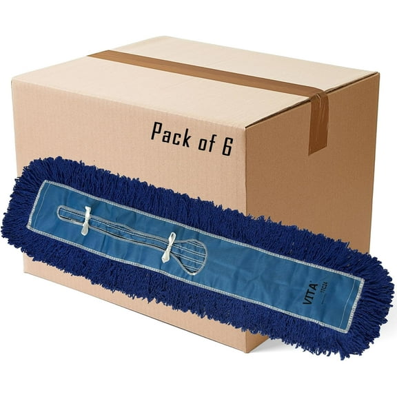 Heavy-Duty Industrial Closed-Loop Dust Mops - 6 Pack (Blue) - 48 Inch
