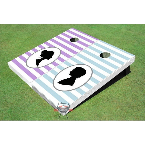 Striped Pattern Wedding Themed Cornhole Boards
