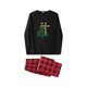 thumbnail image 5 of Pijamas navideños familiares a juego: camisa de manga larga con estampado de árbol de Navidad y pantalón a cuadros elástico para estar en casa., 5 of 10