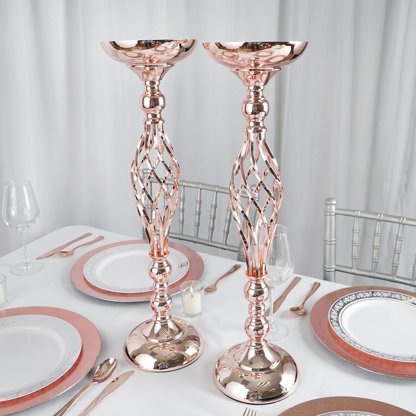 2 pcs Gold 14" tall Beaded Candle Holder Wedding Reception Party Centerpiece 