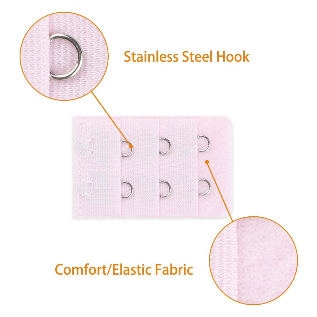 Unique Bargains Bra Extender with 3 Rows and 2 Hooks Pink 2