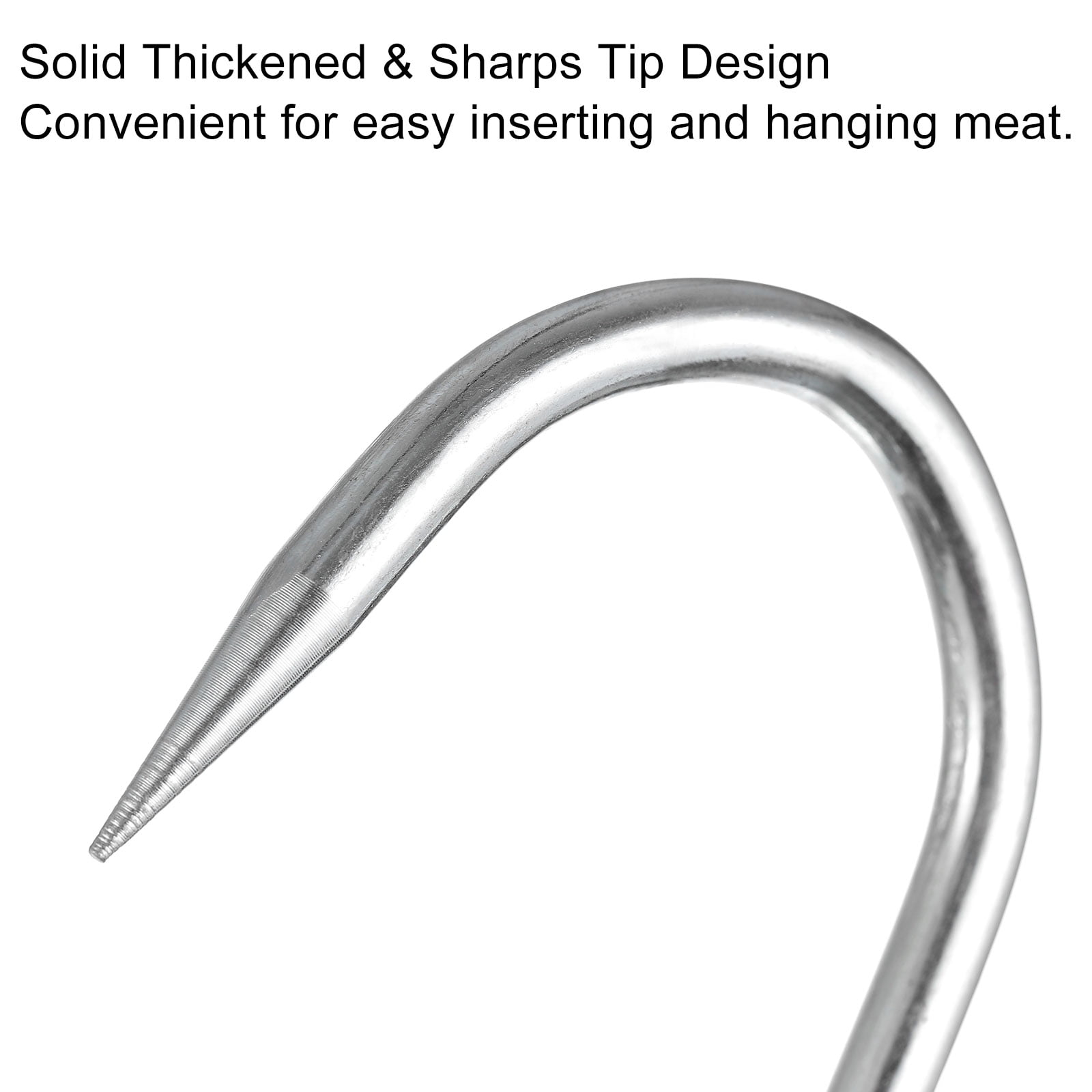 Unique Bargains Double Meat Hooks Galvanized Integrated Swivel Hooks Silver 12.2" x 0.33"