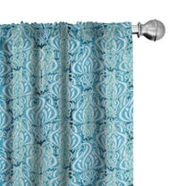 Ambesonne Vintage Curtains, Antique Floral Ornaments, Pair of 28"x63", Pale Sky Blue Teal Grey