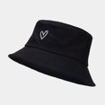 thumbnail image 5 of Summer Hats for Women Unisex Heart Embroidered Cotton Bucket Hat Outdoor Sun Fishing Black M, 5 of 7