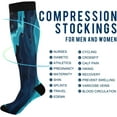 thumbnail image 4 of FREEAMG Blue Marble Compression Socks for Women Men, Circulation Knee High Stockings for Running Cycling Medical, 1Pair, 4 of 7