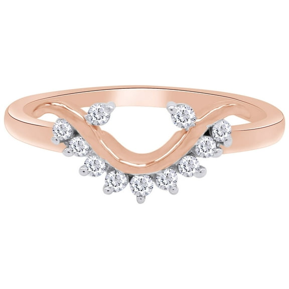 Round Shape White Cubic Zirconia One Side Enhancer Guard Ring 10k Rose Gold Ring Size - 6