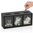 thumbnail image 1 of Madera Piggy Bank Money Bank Desktop Collection Collection Container Contenedor de dormitorio Dormo Festival Caja de almacenamiento de regalos Caja de Negro, 1 of 8