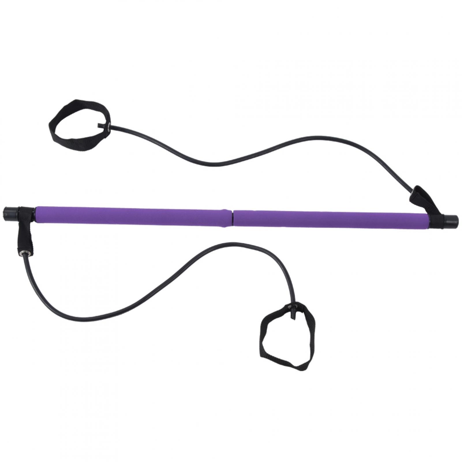 Portable Pilates Bar Stick with Resistance Bands Home Fitness Yoga Elastic Training Equipment for Full Body Workouts Purple (37 inches / 94 cm)