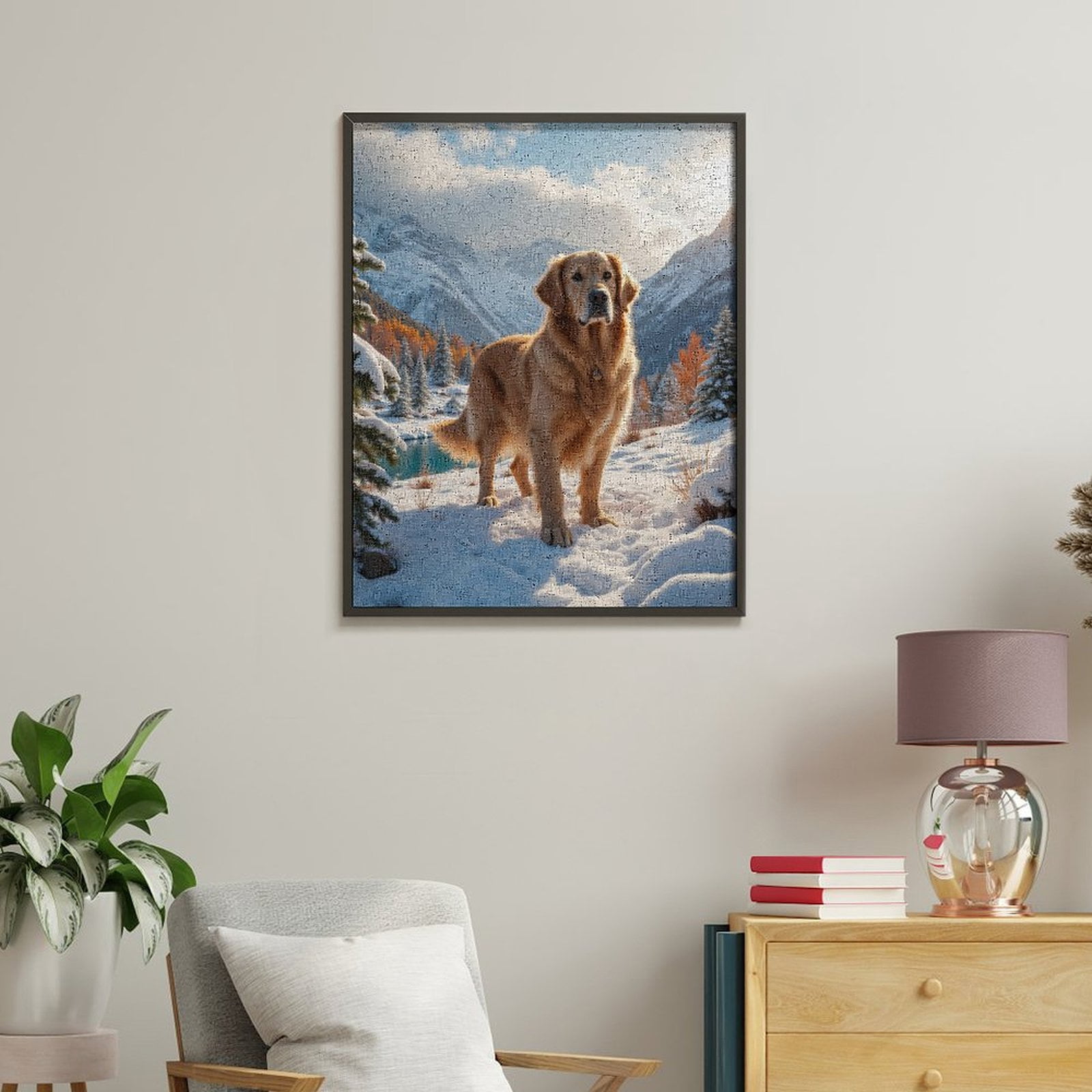 Paint by Numbers Kit for Adults, Golden Retriever Snowy Mountain Landscape Paint by Numbers, Easy Paint by Numbers Kit for Adults Beginner, DIY Adult Paint by Number Kits on Canvas, Home Decor