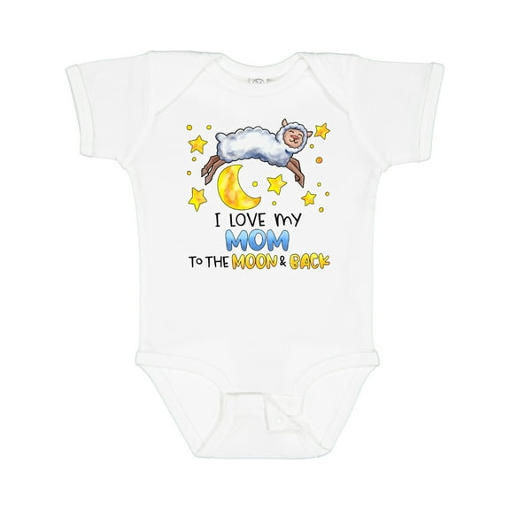 Inktastic I Love My Mom to the Moon and Back Cute Sheep Boys or Girls Baby Bodysuit