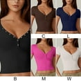 thumbnail image 5 of Pretty Comy Women's Sexy V-neck Slim-fit Short T-shirt Short Sleeve Top, 5 of 6