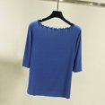 thumbnail image 2 of Olyvenn Tops for Women Trendy Distressed Crewneck Half Sleeves Loose Casual T-Shirts Blouse Tops Cute Stylish Going Out Tops Blue 14, 2 of 5