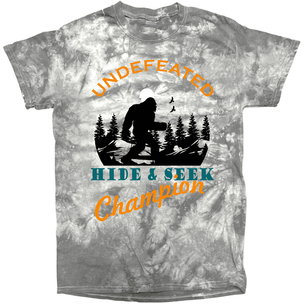 Undefeated Hide Seek Champion Bigfoot Sasquatch Tie Dye T-Shirt