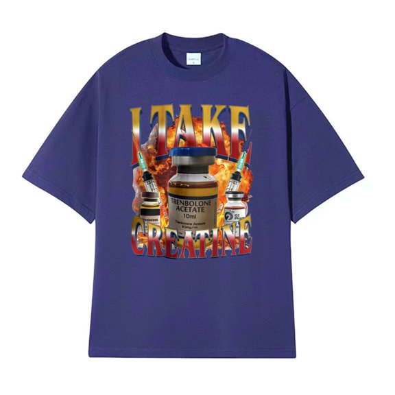 Taking Creatine Funny Sports T-Shirt - Steroid Out of Pocket Humor Tee for Men & Women - Short Sleeve Hip Hop Streetwear