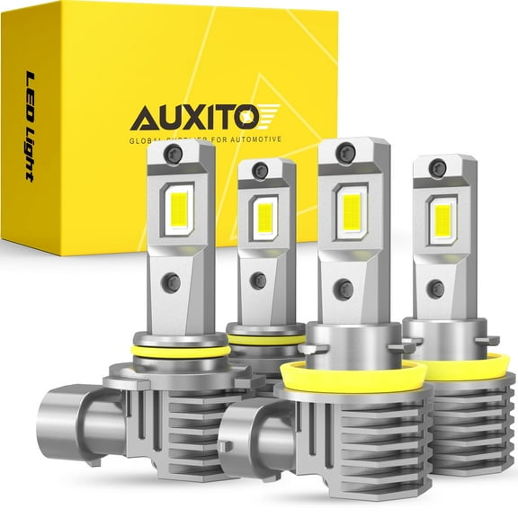 AUXITO 9005 H11 LED Headlights Bulbs，Wireless 9005/HB3 H11/H9/H8 LED Bulbs Combo, Super Bright Cool White Pack of 4