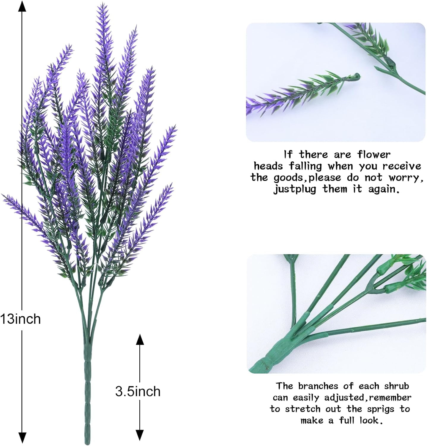 12 Bundles Artificial Flowers Lavender Plant Fake Flower for Outdoor Wedding Garden Home Kitchen Table Centerpieces Decoration Purple Flowers