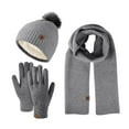 thumbnail image 3 of Glisme Wool Knitted Warm Gloves Hat Scarf 3 Piece Winter Windproof Plus Velvet Knitted Hat 3 Piece Set Cold Resistant Accessories Grey, 3 of 4