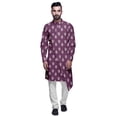 thumbnail image 1 of Atasi Designer Kurta Pajama For Men Printed Angrakha Kurta Set Summer Clothing, 1 of 3