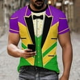 thumbnail image 6 of Cutuoiiu Unisex Carnival Printed Round-neck Short Sleeve Mardi Gras T-Shirts Gifts, 6 of 8