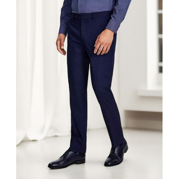 Alfani Mens Flat Front Slim Fit Stretch Solid Suit Pants Navy Size 34x30 NWT