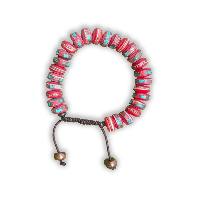 Tibétain Mala Pochette de Méditation en Soie Faite à la Main (bracelet de Guérison Rouge)