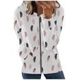 thumbnail image 2 of Puntoco moda mujer manga larga cremallera frente abierto suelta prendas de vestir exteriores blusa estampada abrigo Tops bolsillos blusa con capucha liquidación Puntoco Puntoco-6470, 2 of 5