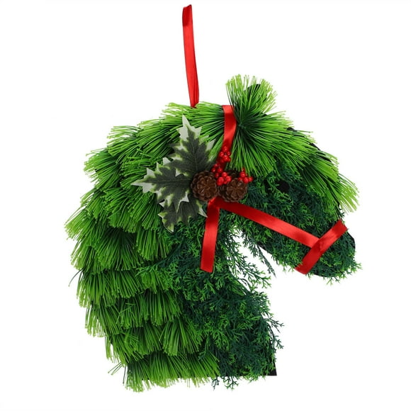TIELUTT Christmas Winter Wreath Farmhouse Double Horse Head Christmas Wreath Christmas Winter Wreath Ideas for Front Door Foam Heart Wreath Adjustable Wreath Hanger Grapevine Wreath Bulk Small Wreath