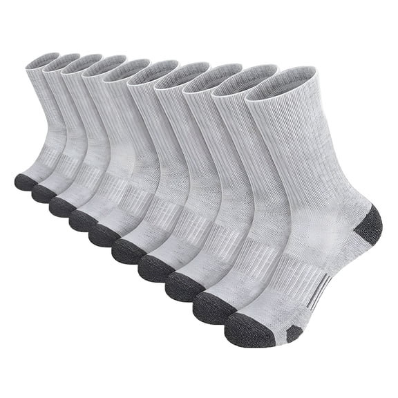 TELOLY Men'S Cotton Crew Work Socks, Cushioned Boot Socks, Moisture Wicking Durability Socks, 5 Pack