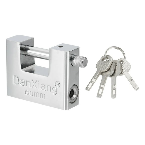 High Security Padlock, 2.4 Inch Steel D-Shaped Heavy Duty Shackle Locks with 4 Keys for Storage Unit Garage Gate Lock Warehouse Shed Containers, Silver