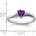 thumbnail image 5 of Fine Color Jewels Amethyst Heart Ring for Women 925 Sterling Silver with Diamond Accents, 5 of 8